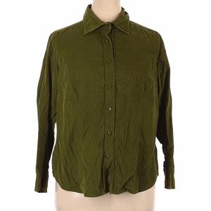 Talbots Women'a Shirt Corduroy Green 100% Cotton